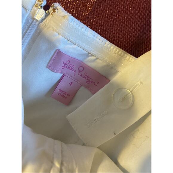 Lilly Pulitzer Classic White Bowen Embroidered Oh Poodles Lined Dress Size 4 - Picture 5 of 5